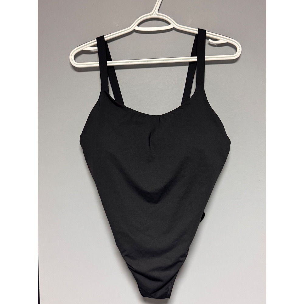 Athleta Hermosa One Piece Swimsuit Black Adjustable Straps Size M Minimalist